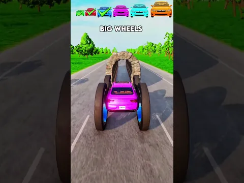 Giant , bigwheels & Small Cars Vs Rock Tunnel - BeamNG.Drive
