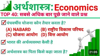 अर्थशास्त्र के महत्वपूर्ण प्रश्न | Economics Important Questions for All Competitive Exams in Hindi 