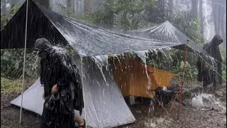 ⚡️THUNDERSTORM, FLOOD & RAINSTORM‼️ CAMPING IN VERY HEAVY RAIN WITH POWERFUL THUNDERSTORM‼️