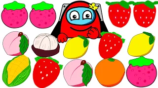 FRUIT PARTY STRAWBERRY, MANGO, ORANGE | AMONG US ANIMATION MUKBANG