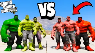 Green Hulk Gang Vs Red Hulk Gang Epic Battle In GTA 5!