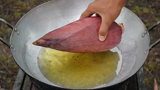 Deep Fried Banana Flower | Banana Blossom Fry | Best Banana Flower Snacks | Eating Banana Flower