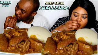 ASMR FUFU AND OGBONO SOUP WITH ASSORTED MEAT | SPEED EATING CHALLENGE | AFRICAN FOOD #TheAdimFamily