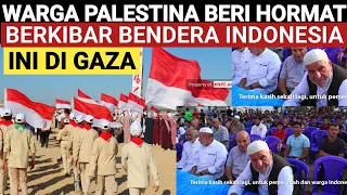 BERKIBAR BENDERA INDONESIA, WARGA PALESTINA SERENTAK BERDIRI