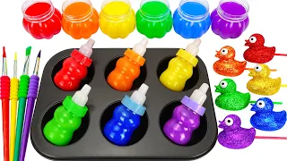 Satisfying Video l How To Make Duck Lollipop Candy with Glitter Color Tray Playdoh Cutting ASMR