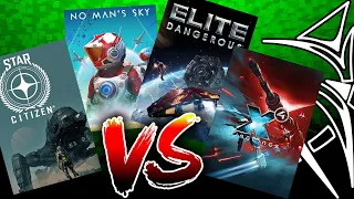 Star Citizen VS Elite Dangerous VS  No Man's Sky VS X4 Foundations (2024/2025)