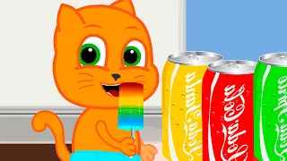 Familia de Gatos - Helado De Cola Arcoiris Dibujos animados para niños