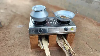 Gas stove using create a amazing clay wood stove || Traditional village wood stove