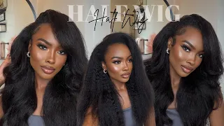 The MOST NATURAL Half Wig 😍 Seamless Kinky Straight Half Wig Install + Style | ISee Hair
