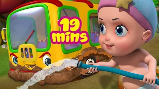 The wheels On The us go round and round - Bus Clean Up Song | Rhymes and Baby Songs | Infobells