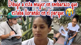 Dibujando a esta mujer embarazada que vi llorando en el parque su reacción te va a sorprender 😭❤️🙏✨￼