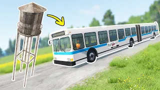 Cars vs Water Tower (topple over ) – BeamNG.Drive