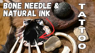 Tattooing Like The Ancients - Bone Needles & Natural Ink #tattoo #primitiveskills #bodyart #ancient