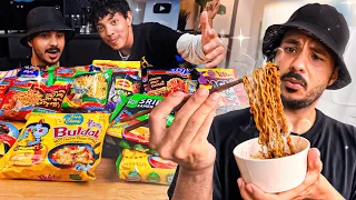 اكلنا 32 اندومي ورامن خلال يوم واحد وقيمناها 🥢🔥
