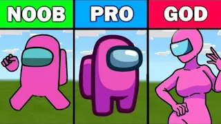 Pink Among Us Pixel Art in Minecraft (NOOB VS PRO VS GOD)