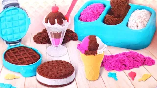 Satisfying Video l DIY How to make Ice Cream WITH Kinetic Sand Cutting ASMR