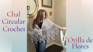 Chal Circular Crochet Orilla de Flores 1 de 5 (cc)