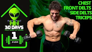 Home Dumbbell Push Workout | 30 Days of Full Body Training At Home With Dumbbells - Day 1