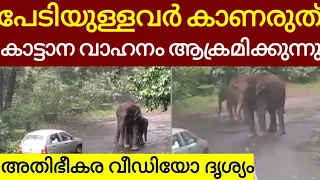 പേടിയുള്ളവർ കാണരുത് പാലക്കാട് കാട്ടാന വാഹനം ആക്രമിക്കുന്നു അതിഭീകര വീഡിയോ.