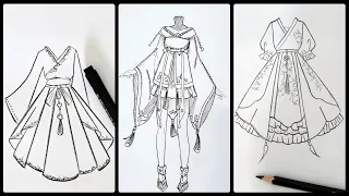 Cách vẽ váy áo trang phục xưa đơn giản | Draw so easy Anime