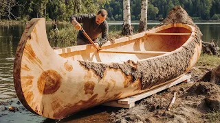 One Man Transforms a Giant Tree into Massive Boat | Start to Finish Build by @OutbackMike