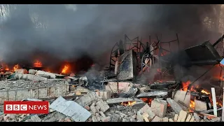 Fireball after Russian missile hits airport in western Ukraine - BBC News