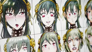 Drawing Yor in different anime styles(ヨルを12種類のアニメスタイルで描く）SPY×FAMILY