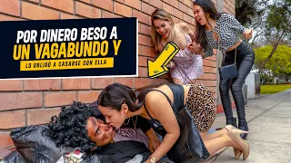 Jovencita en una apuesta besa y cambia la vida de este vagabundo | Por dinero besó a un vagabundo