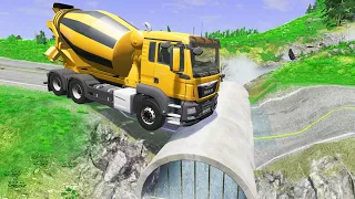 Cars vs Giant Pit Deep Water - Truck Cars Rescue - BeamNG.Drive