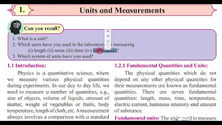 11th Physics | Chapter 1 | Units and Measurements | Part 1