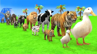 Paint Animals Duck,Tiger,Cow,Lion,Buffalo,Gorilla,Elephant,Dinosaur Fountain Crossing Animal Game Ne