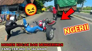 BIKIN EMOSI !! Emak Emak Sen Kanan Belok Kiri - Crash Karena Ban Copot - Ugal Ugalan Berujung Ribut