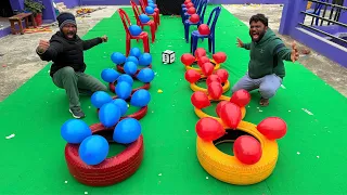 Ludo Flip Pop Balloon Challenge and Throw Steel Ball Pop Balloon Challenge Race