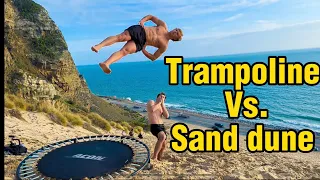 We brought a Mini Trampoline to a Sand hill!! (Triple flips!)