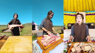 أخت أبا شفاطة طبخت ضلعا ضخما من الحصان الأسود الشهي !! #shortsvideo #food #السعودية #لحم #طبيعة #أكل