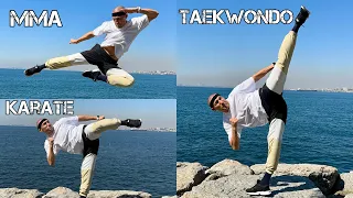 Amazing kicks: MMA, Karate, Taekwondo.