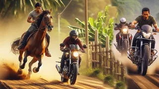 Horsepower vs  Motorcycle: The Ultimate Sand Road Race