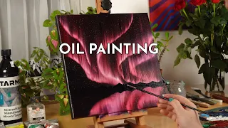 Pink Northern Lights | Oil Painting