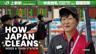 How Japanese Clean Train Stations & Public Toilets | Tokyo's UENO STATION Team ★ ONLY in JAPAN