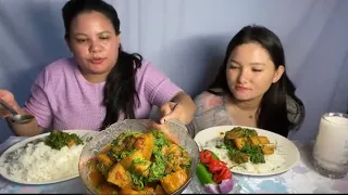 तोरिको साग pork gravy अकबरे खर्सानी 😝😋 mukbang