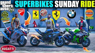 GTA 5 : SUPER BIKES SUNDAY RIDE WITH JIMMY MICHAEL DADA AND KALUWA HAYABUSA H2 AND ZX10R OMG! 2024