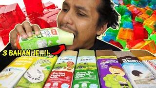 agar-agar kotak 3 bahan je! (mukbang malaysia) GOODDAY KURMA POKKA BANANA MILK HERSYE SOYFRESH