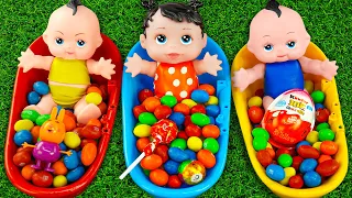 Satisfying Video l Mixing Candy in 3 Rainbow BathTubs & Magic Skittles & Rainbow Beads Cutting ASMR