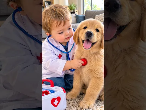 Baby Doctor Checks Her Puppy's Heartbeat 🩺🐶 (AI Recreation)