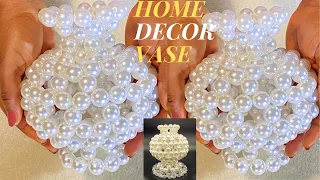 DIY ROOM DECORATING IDEAS//DIY ROOM DECOR/HOW TO MAKE FLOWER VASE WITH BEAD/DIY BEADED VASE TUTORIAL