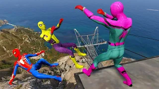 GTA V Spider-Man & Color Minions Epic Ragdoll Physics Funny and Fails #shorts #shortsfeed #gta5