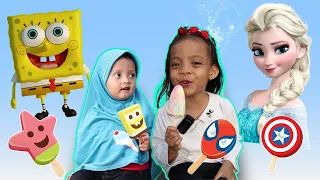 Berburu Es Krim Karakter Frozen dan SpongeBob | Berubah Jadi Putri Elsa Frozen – Syila Syirah