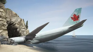 Gigantic 'b747' Airplane "Thrilling Landing" in a CAVE | GTA 5