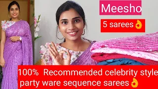 Meesho 100% Recommended celebrity style sequence sarees👌#bollywood  styles#Must try