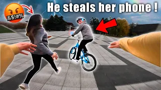 HE STEALS MY GIRLFRIEND'S PHONE! (Extreme Parkour VS Bike Chase)